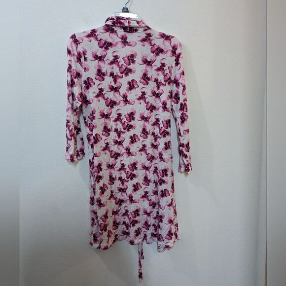 Tart Intimates Lounge Robe Purple & Pink Floral, Women's Large - Picture 4 of 6